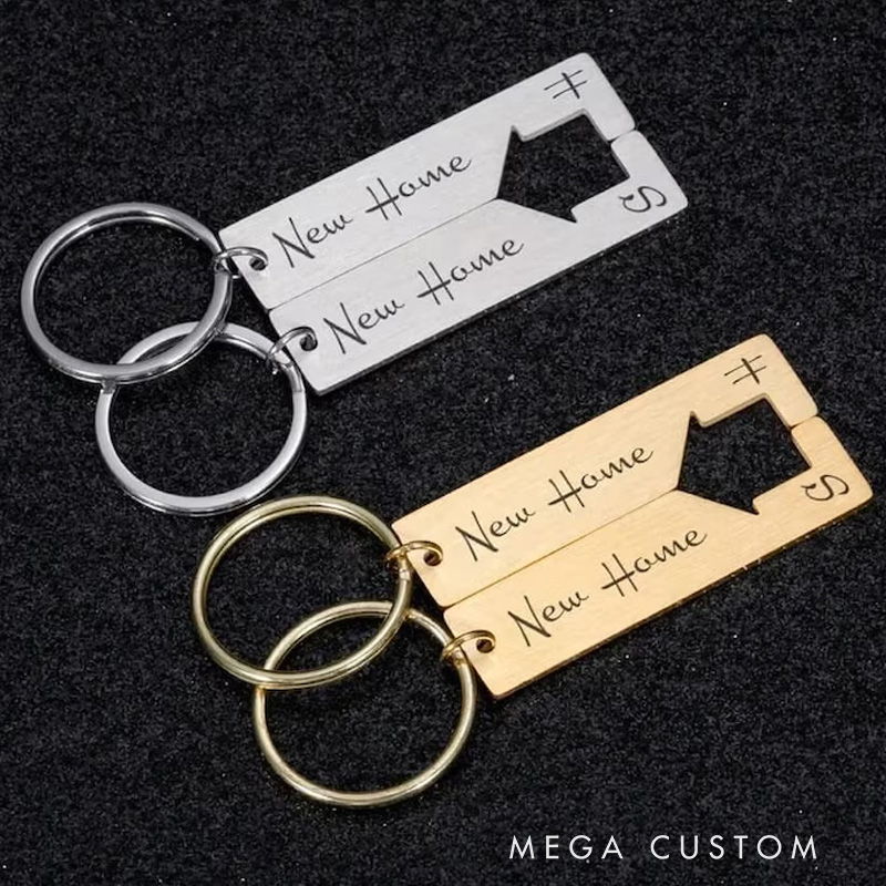 Personalized New Home Gift First Home Keychain Set Matching Couple Keyrings for New Home Gift Housewarming Gift New Flat Keys Gift