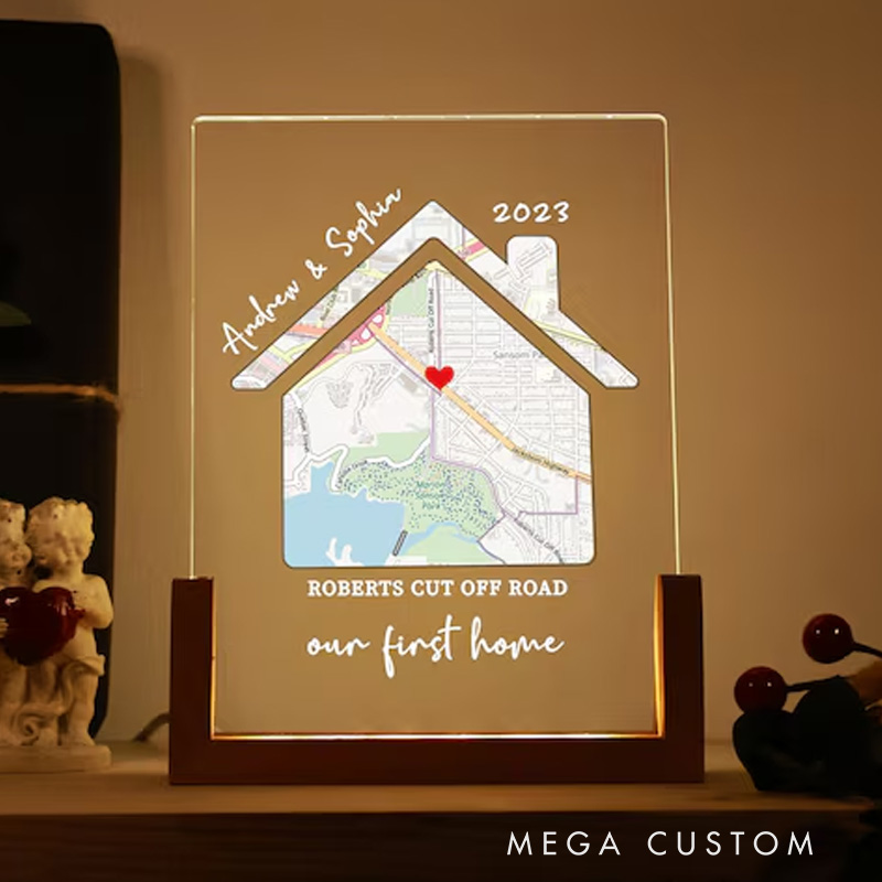 Personalized Night Light Housewarming Gifts Our First Home New Home Gifts Entryway Decor Christmas Gifts Custom Map Print for New Home