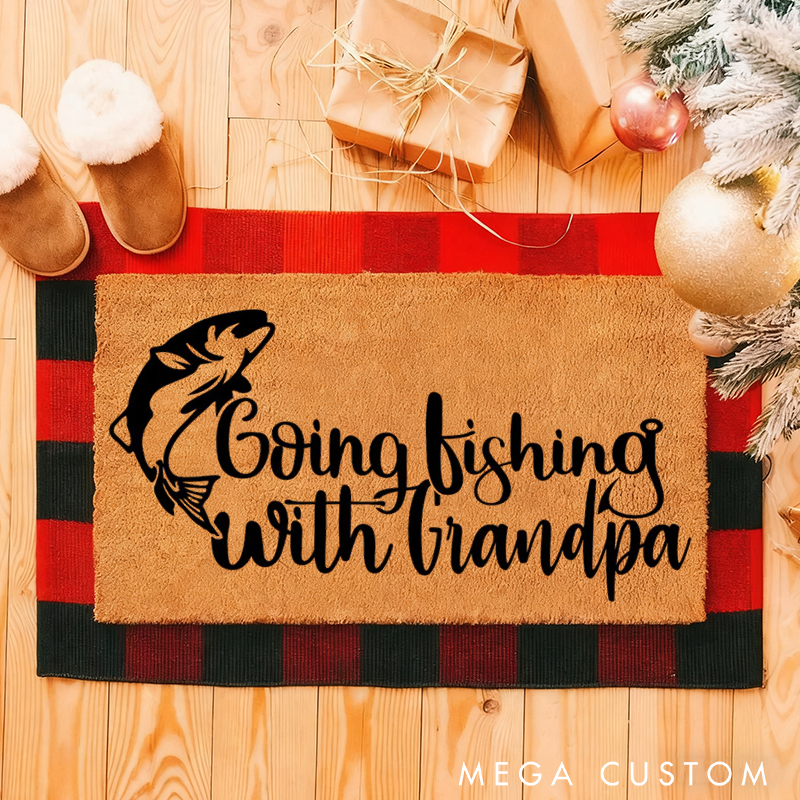 Personalised Going Fishing Doormat Welcome Mat Fathers Day Door Mat Family Home Decor Fathers Day Gift Perfect Gift for Fishing Lover