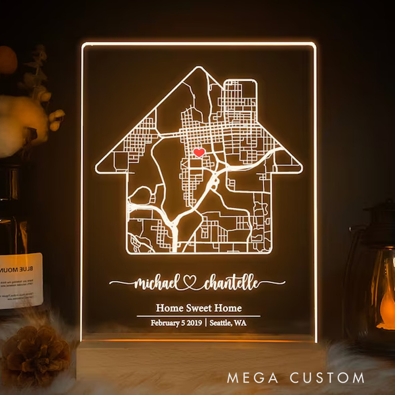 Personalized Home Map First Home Gift Our First Home Our Home Map Personalized Housewarming Gift