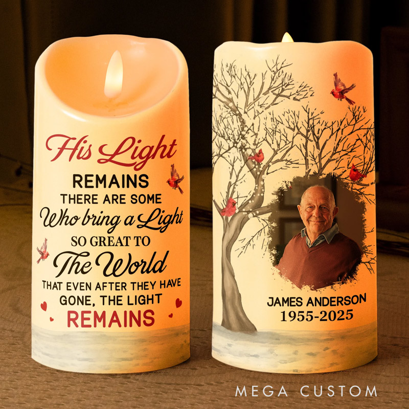 Personalized Photo LED Candle Memorial There Are Some Who Bring A Light So Great To The World Sympathy Gift