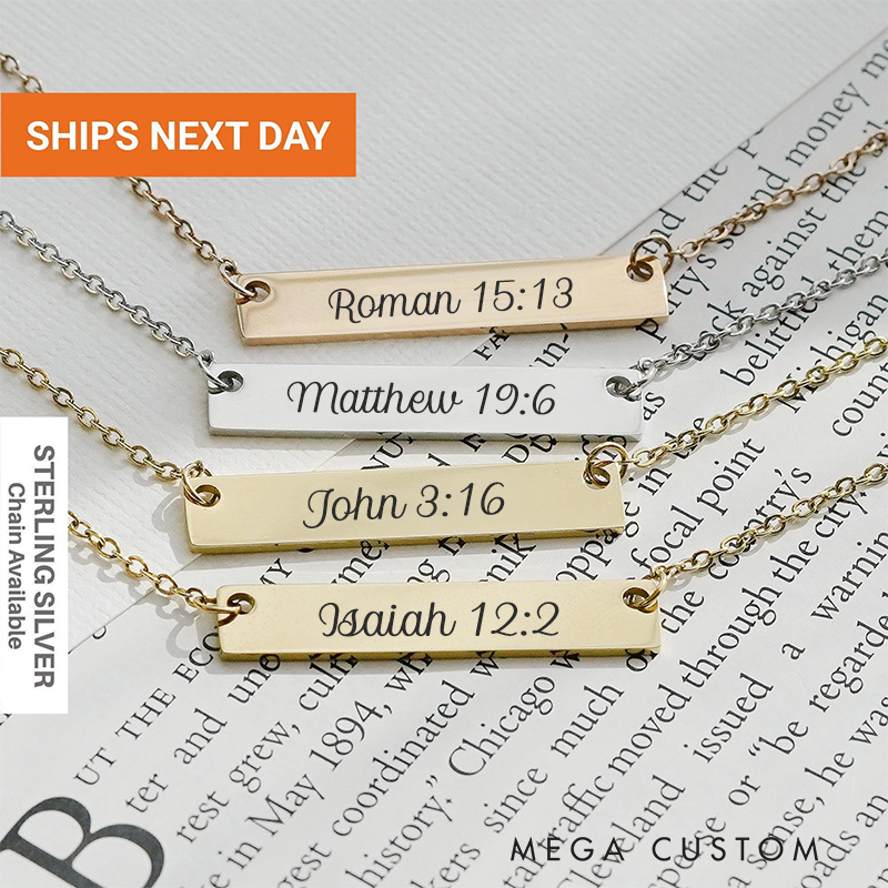 Personalized Bible Verse Necklace Bible Quote Dainty Jewelry Christian Jewelry Gift for Mom Birthday Gift for Woman