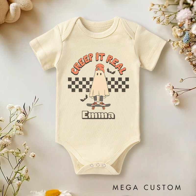 Personalized Creep It Real Halloween Ghost Baby Onesie