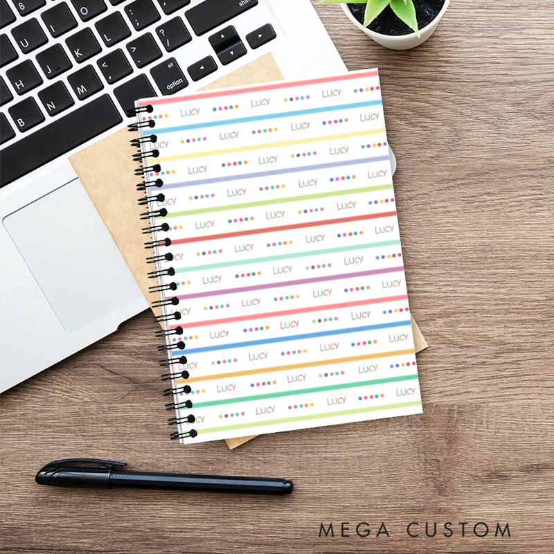 Personalized Colorful Butterfly Rainbow Spiral Notebook with Name Birthday Friendship Back To School Gift for Kids Friends