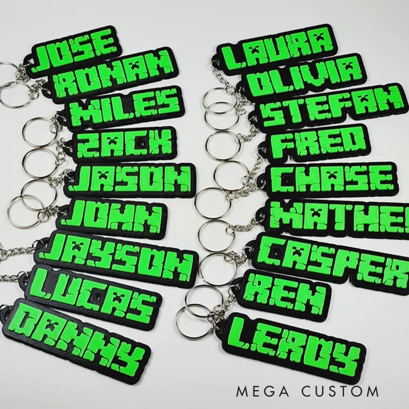 Personalized Mine Gamer 3D Printed Keychain Acrylic Name Tag for Bags for Game Lover