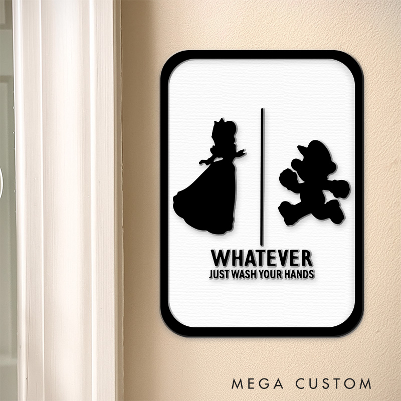 Personalized Princess And the Red Hat 3D Printed Bathroom Sign Funny Acrylic Room Sign for Game Lovers