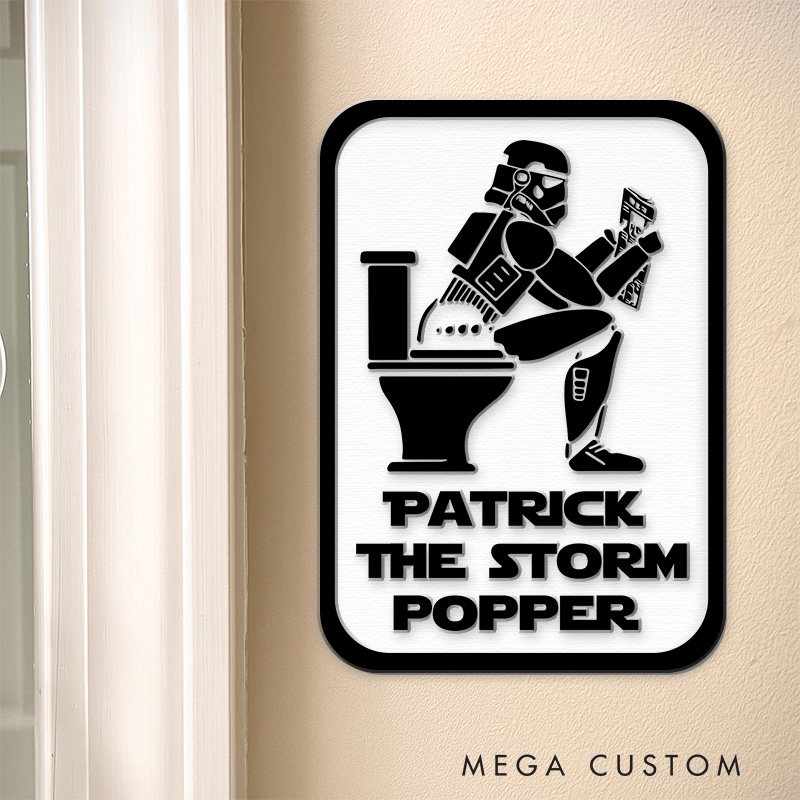 Personalized Storm Popper 3D Printed Bathroom Sign Funny Geek Room Sign for Movie Lovers