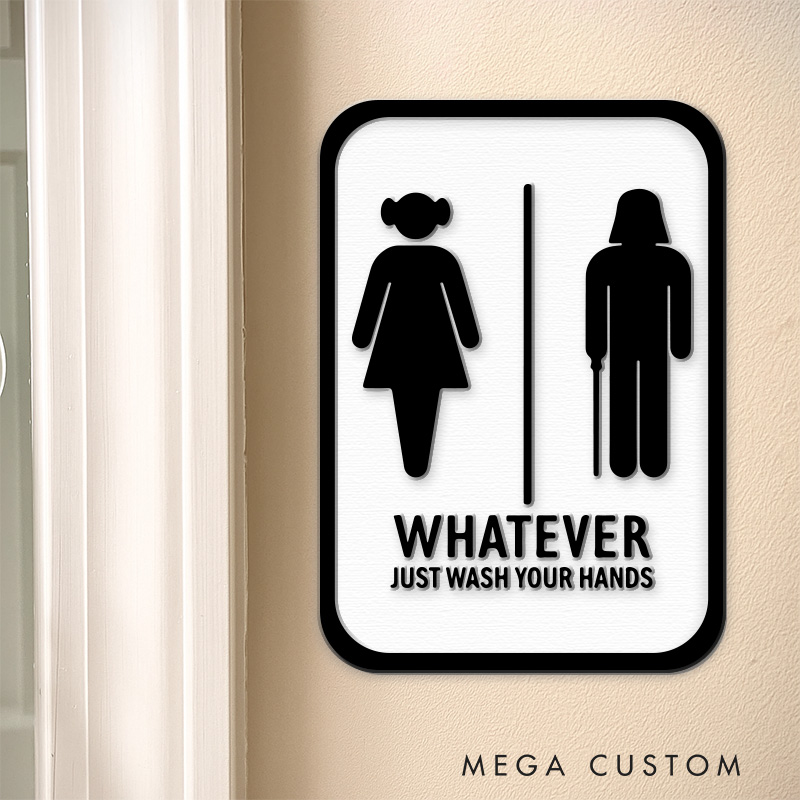 Personalized Neutral Galaxy 3D Printed Bathroom Sign Funny Acrylic Room Sign for Movie Lovers