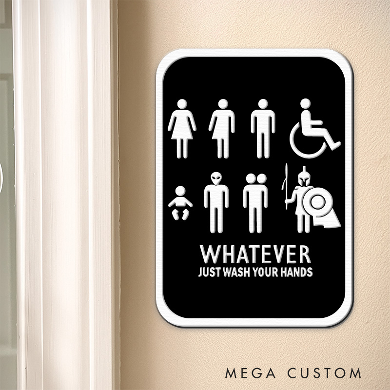 Personalized Ultimate Neutral 3D Printed Bathroom Sign Funny Acrylic Room Sign for Movie Lovers
