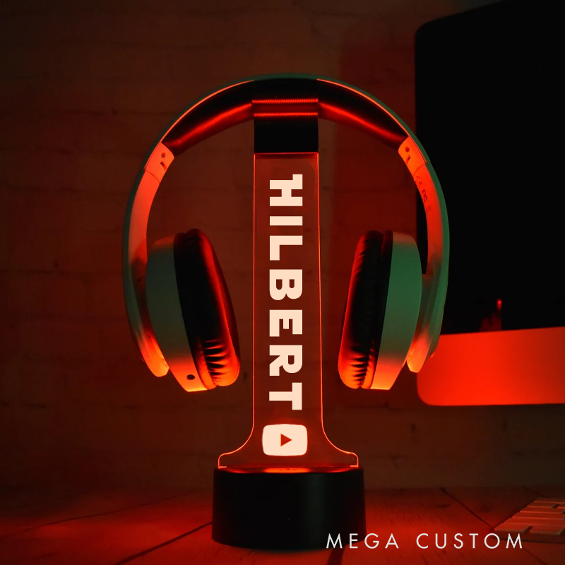 Personalized Headphone Stand Custom Game Light Sign Headset Holder Custom Headset Stand Gift for Geek Gamers and Streamers