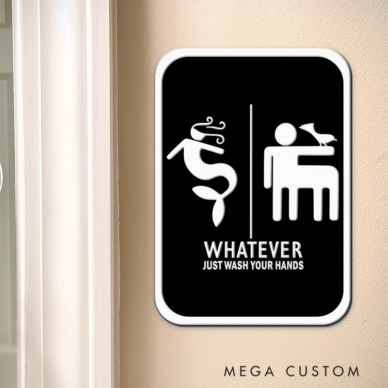 Personalized Mermaid and Pirate 3D Printed Bathroom Sign Funny Acrylic Room Sign for Movie Lovers