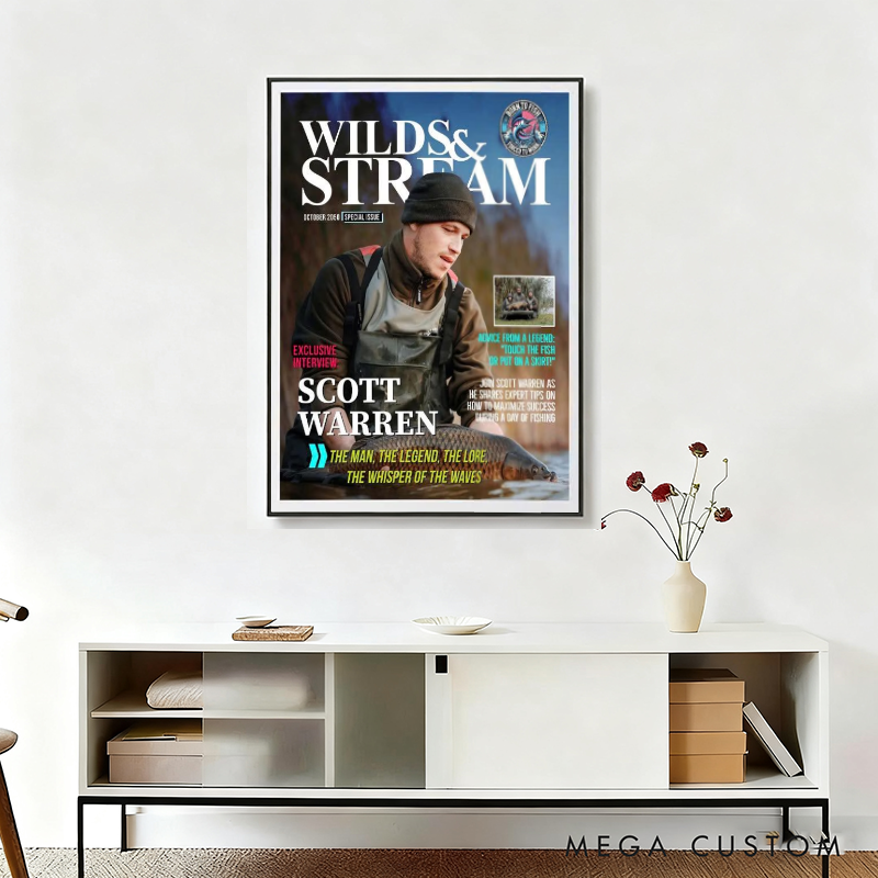 Personalized Fishing Magazine Cover Fishing Gifts for Men Fishing Dad Gift Funny Fisherman Gift Unique Gift for Fishing Enthusiasts and Outdoor Decor