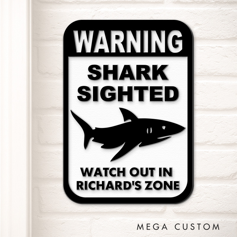Personalized Shark Sighted 3D Printed Room Sign Funny Acrylic Room Sign for Movie Lovers