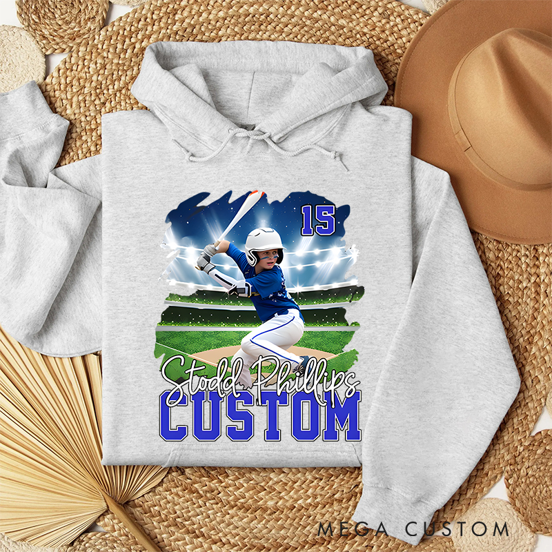 Personalized Baseball Hoodies with Custom Player Photo and Name  