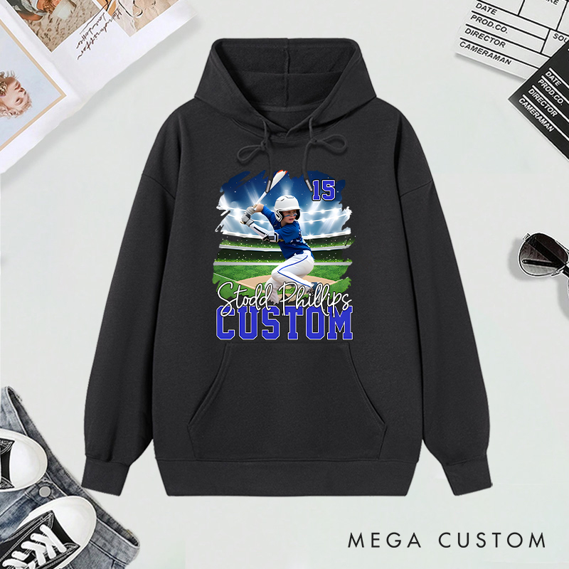 Personalized Baseball Hoodies with Custom Player Photo and Name  