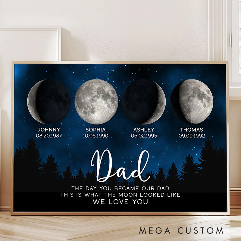 Personalized This Is What The Moon Looked Like Wall Art For Dad Grandpa Poster Without Frame Custom Birth Moon Art Lover Gift