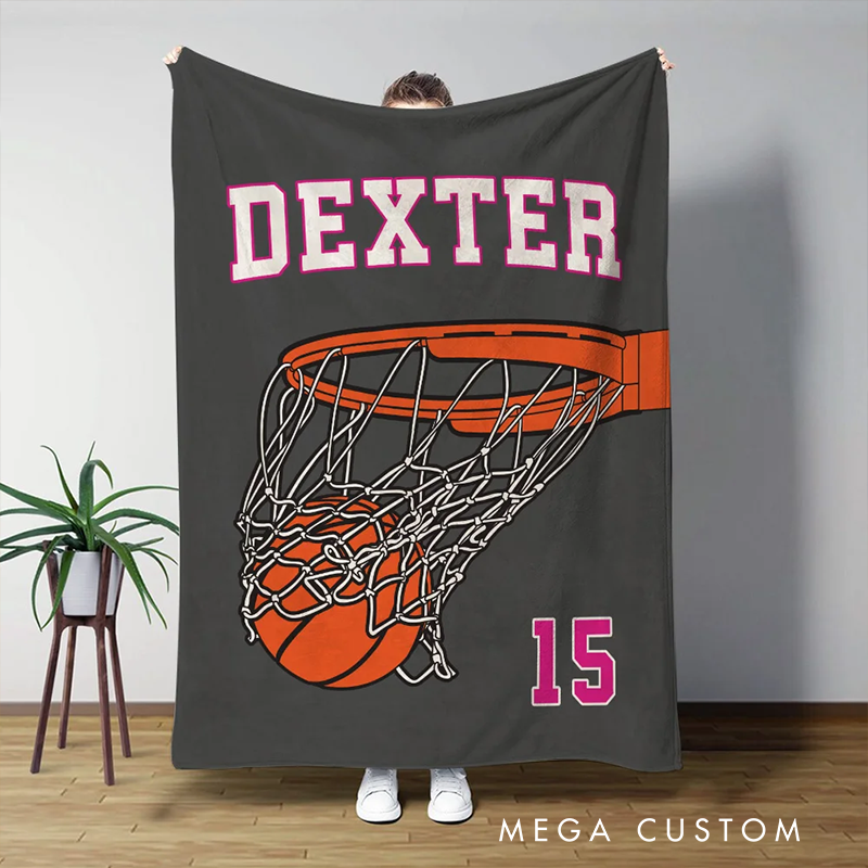 Personalized Basketball Blanket with Custom Name and Number