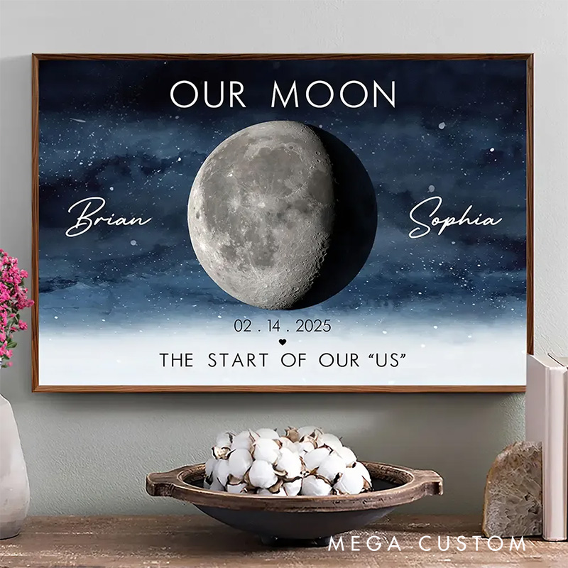 Personalized Moon Phase Our Moon The Start Wall Art For Couple Anniversary Poster Without Frame Custom Art Lover Gift