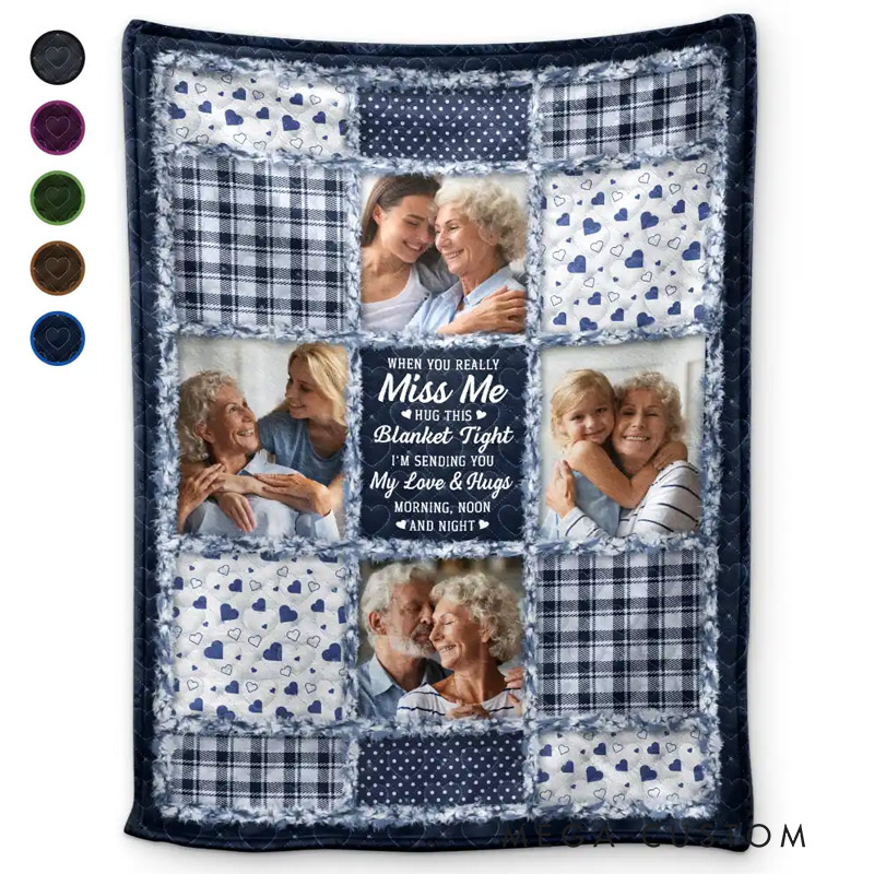 Personalized Memorial Photo Blanket When You Really Miss Me Hug This Blanket Custom Photo Flannel Blanket Remembrance Gift 