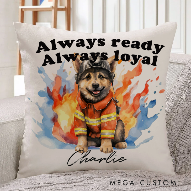 Personalized German Shepherd Firefighter Throw Pillow Gift for Firefighter