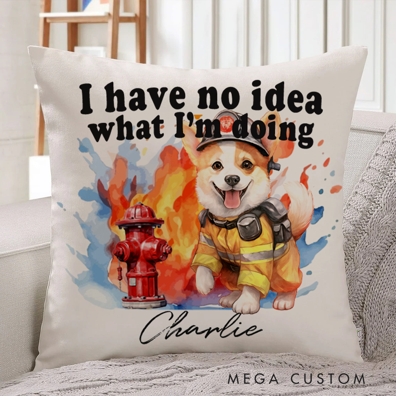 Personalized Firefighter Throw Pillow with Funny Quote Perfect Gift for Firefighters and Dog Lovers