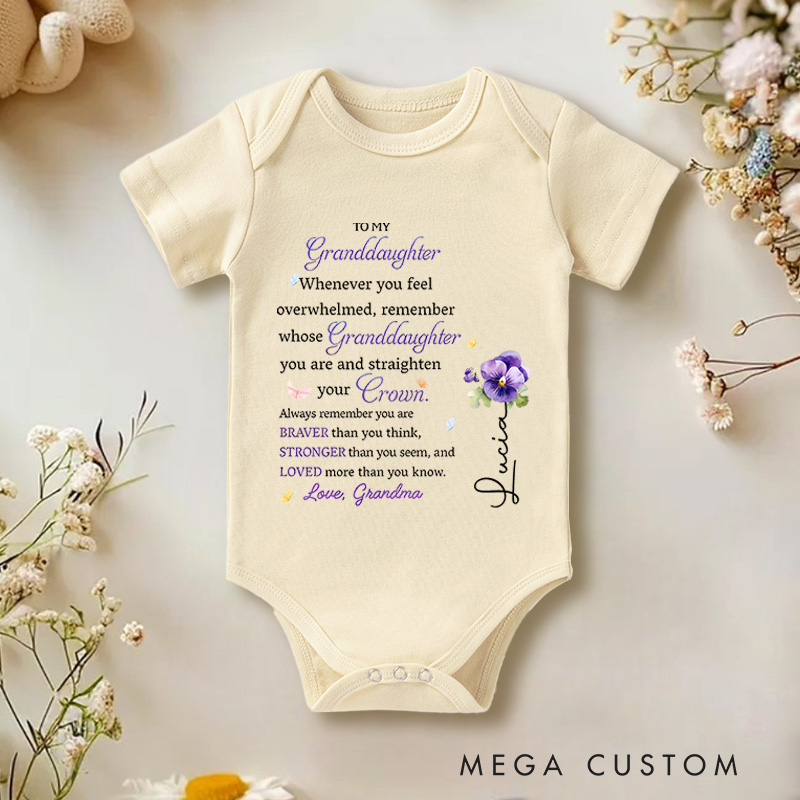Personalized To My Granddaughter Braver Stronger Loved Baby Onesie