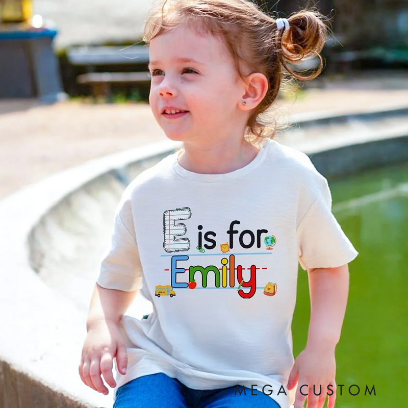 Personalized Cute Pencil Apple Notebook Design Initial Kid T-shirt Sweatshirt with Name Back to School Birthday Gift for Boys Girls