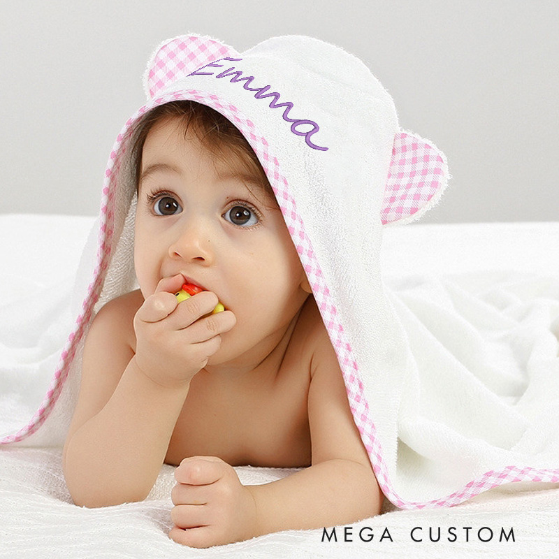 Personalized Stitch Baby Towel for Toddlers Featuring Custom Name Embroidery and Cozy Hood Design