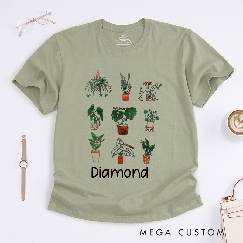Personalized Plant Classic T-Shirts Plant Screen Printed T Shirt Plant Lover Shirt Gardening Lover Shirt for Gardener Gift Plant Lover Gift