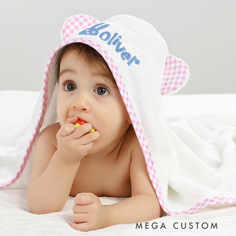 Personalized Baby Towel for Kids with Fun Ear Details and Soft Fabric Perfect for Bath Time