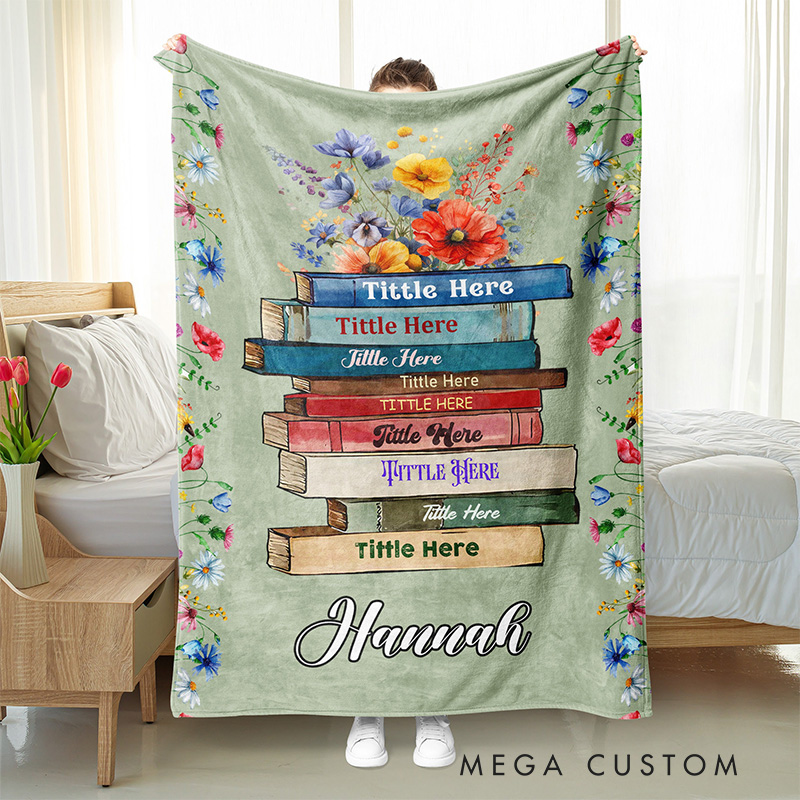 Personalized Book Name Throw Blanket Book Floral Blanket with Name Floral Blanket Gift For Book Lover Librarian Gift Birthday Gift