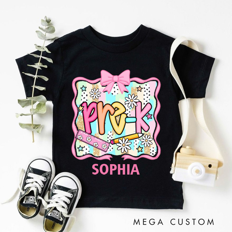 Personalized Preppy Back to School Kids Shirt Custom Name Shirt for Kids Cute Kindergarten Shirt First Day of School Shirt