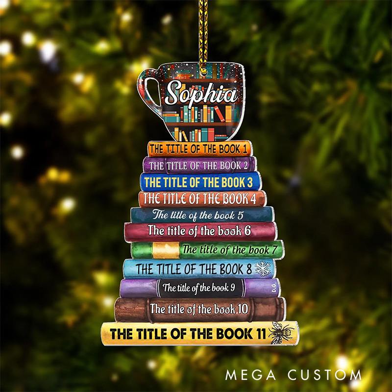 Personalized Book Tree Name Christmas Ornament Custom Bookish Ornament Book Club Ornament for Book Lover Gift Librarian Gift