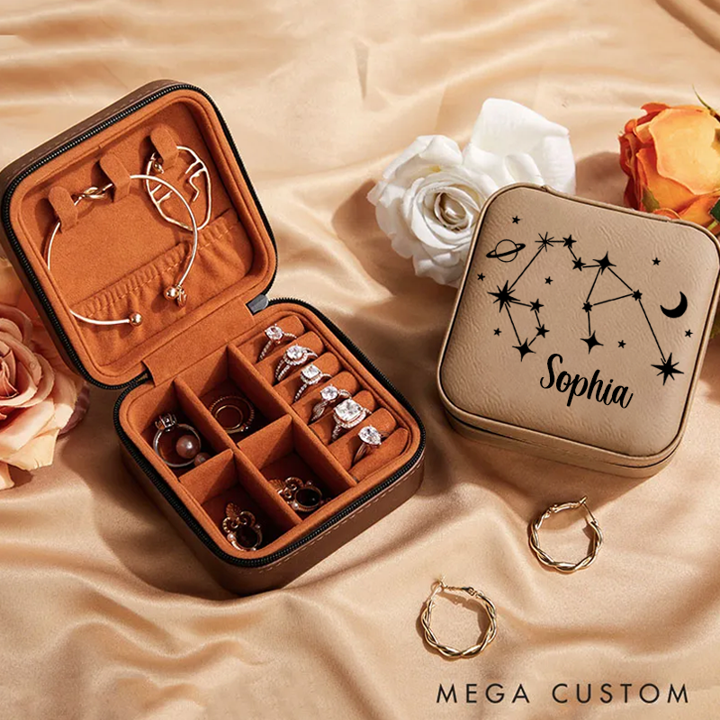 Personalized Constellation Gift Zodiac Sign Jewellery Box With Name & Zodiac Signs Star Sign Jewellery Box Star Sign