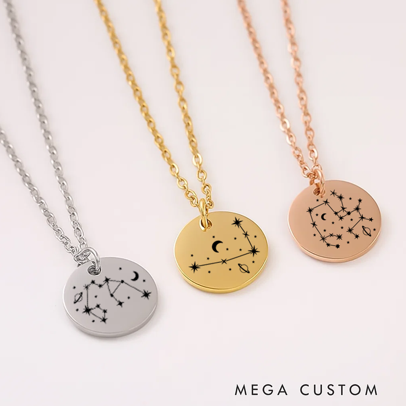Personalized Engraved Necklace With Name Zodiac Signs Gifts for Women Birthday Gift 