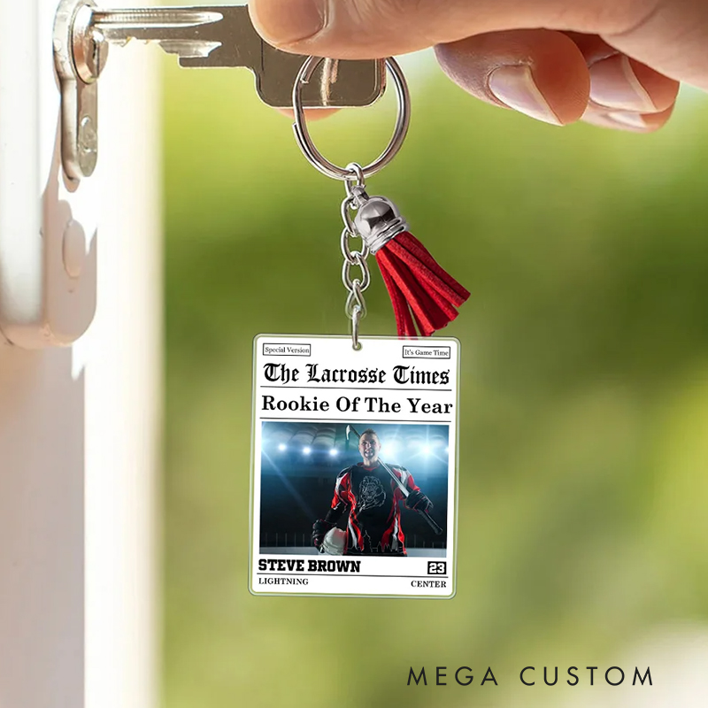 Personalized Baseball Acrylic Keychain with Custom Player Photo and Tassel  