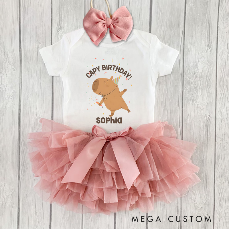 Personalized Capy Birthday Baby Tutu Skirt Funny Capybara Birthday Gift for Baby