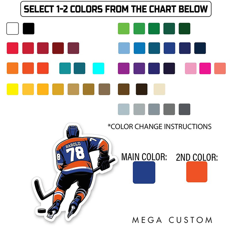 Personalized Hockey Sticker with Custom Player Name And Number
