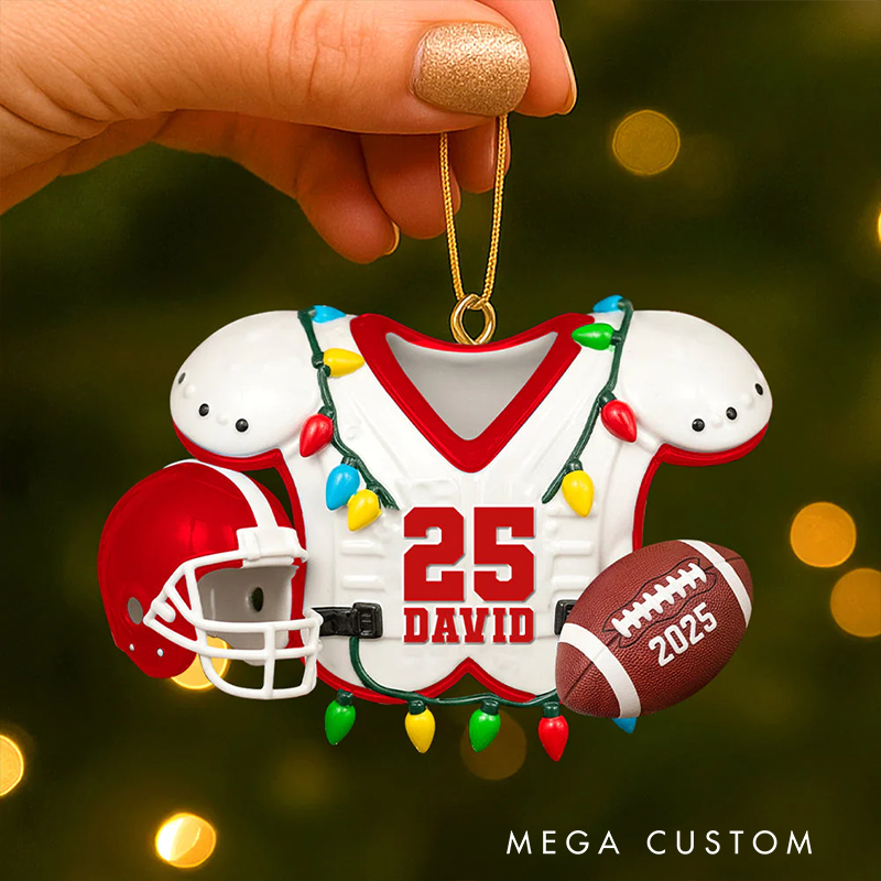 Personalized American Football Ornament with Custom Name and Number
