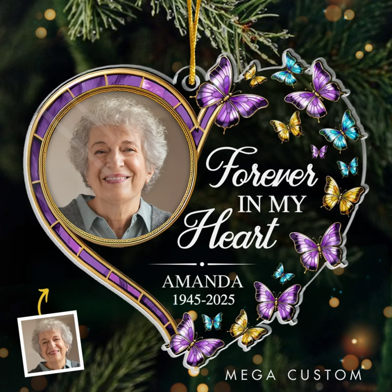 Personalized Christmas Memorial Ornament Custom Photo Acrylic Ornament Sympathy Gifts for Loss of Loved One A Life Cherished Always Remembered