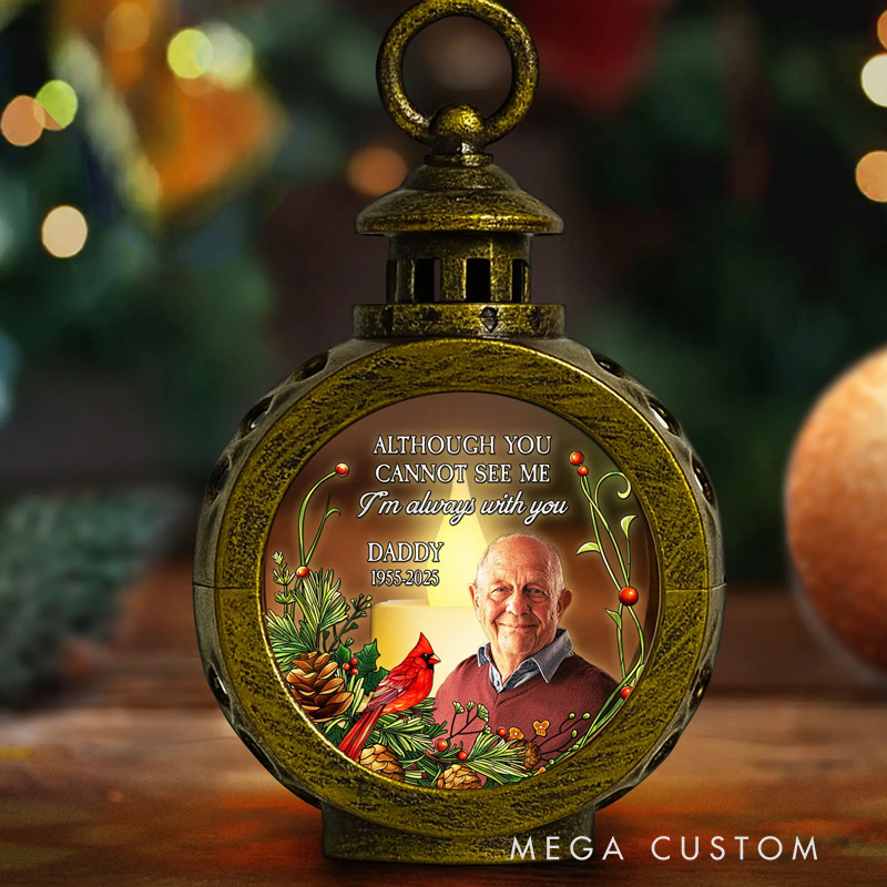 Personalized Photo Lantern Night Light Although You Cannot See Me I'm Always With You Sympathy Gift