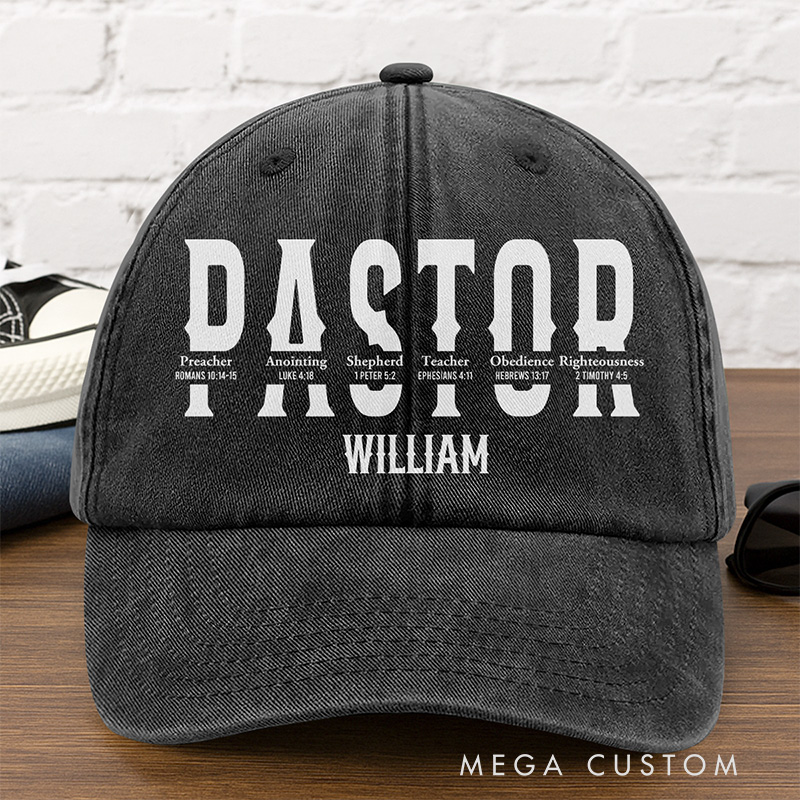 Personalized Pastor's Calling Vintage Washed Cap with Name Cotton Baseball Cap Rrligious Gift for Pastor