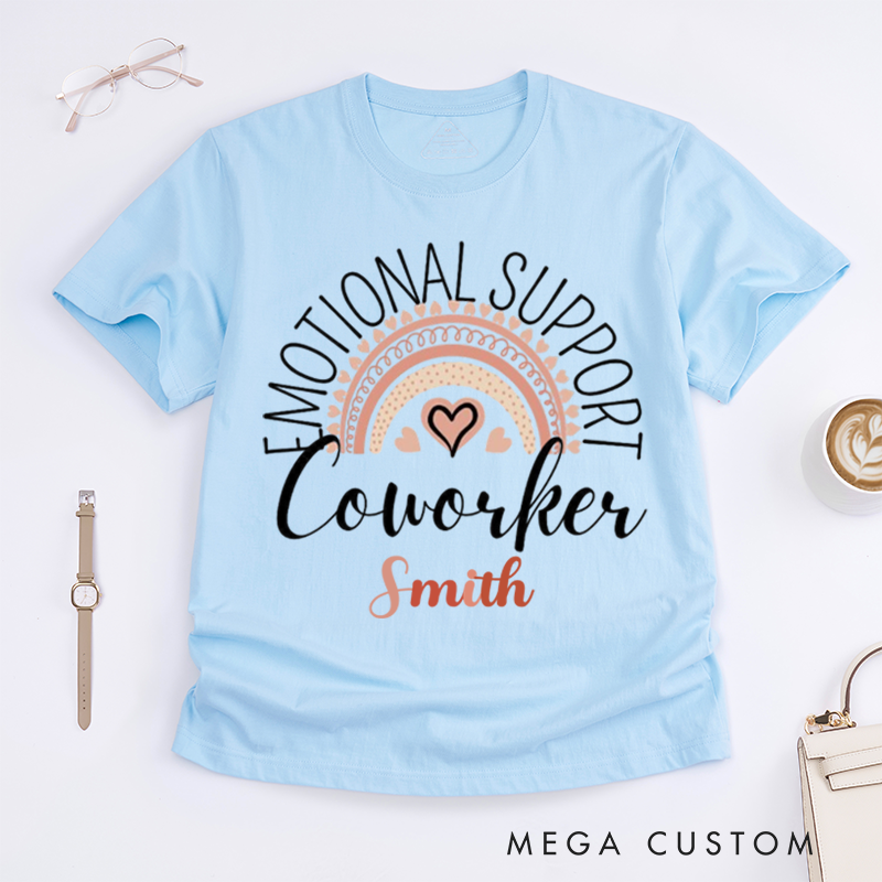 Personalized "Emotional Support Coworker" T-Shirt – Custom Rainbow Design T-Shirt