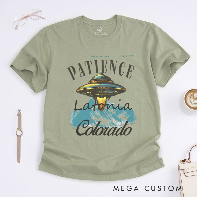 Personalized Patience Classic T-Shirts Alien UFO Tee Funny Retro Travel Poster Shirt Gift For Traveler