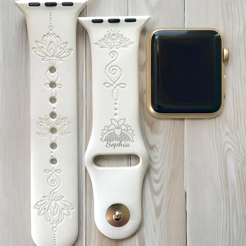 Personalized Lotus Flower Silicone Watch Band for Apple Watch Movie Lover Apple Watch Strap