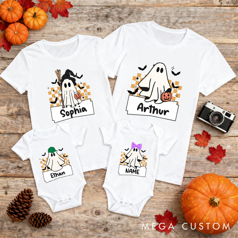 Personalized Cute Halloween Ghost Theme Fun Design Family Matching Outfit