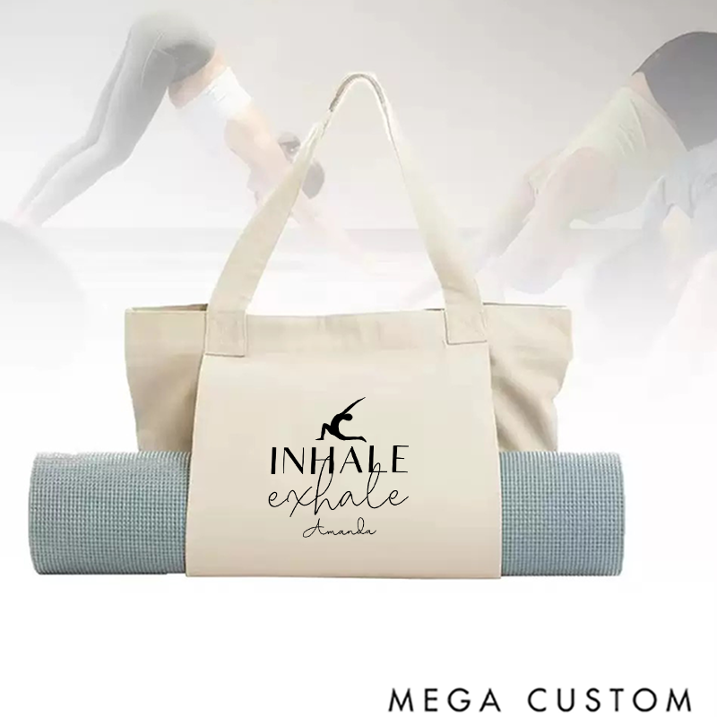 Personalized Inhale Exhale Yoga Tote Bag Yoga Mat Bag with Yoga Action Design Pilates Bag Meditation Bag Perfect for Yoga Lover