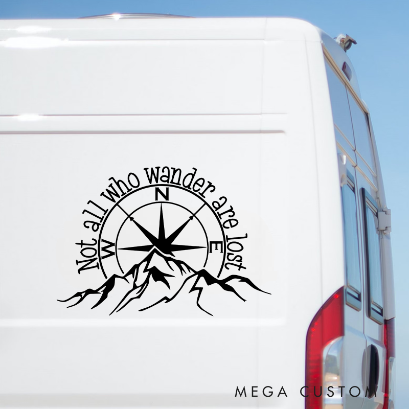Personalized Adventure Compass Decal Funny Travel Trailer Decal Camper Van Sticker gift for Outdoor enthusiasts
