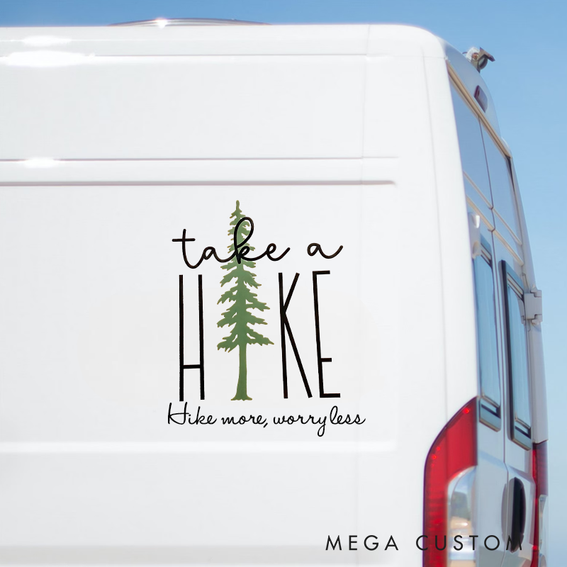 Personalized Hike More Worry Less Decal Adventure Vinyl Decal Funny Campsite Decal Gift for Outdoor Adventure Enthusiasts