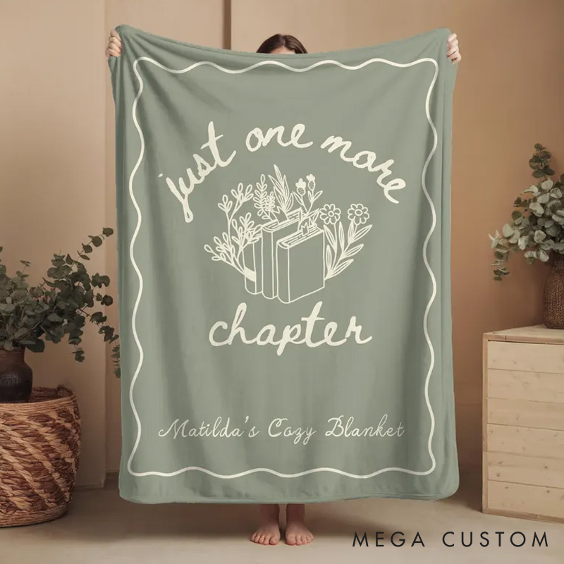 Personalized Just One More Chapter Throw Blanket Custom Name Reading Throw Blanket with Name Book Lover Gift Librarian Gift